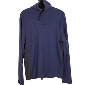 Calvin Klein Sweater Mens Large Blue Shawl Collar Pullover Preppy Casual Cotton